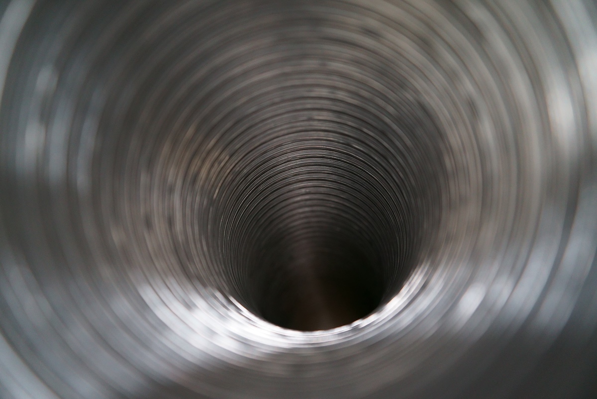 aluminum duct silver Peek inside