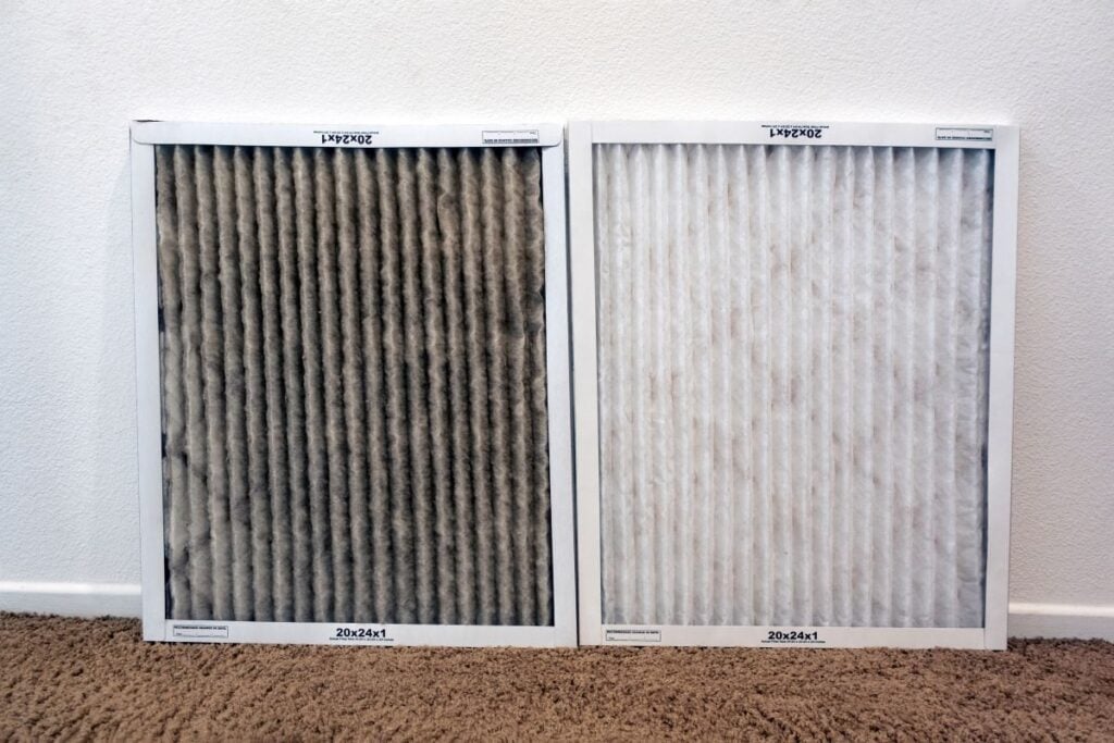 hvac air freshener comparison between clean and dirty filters