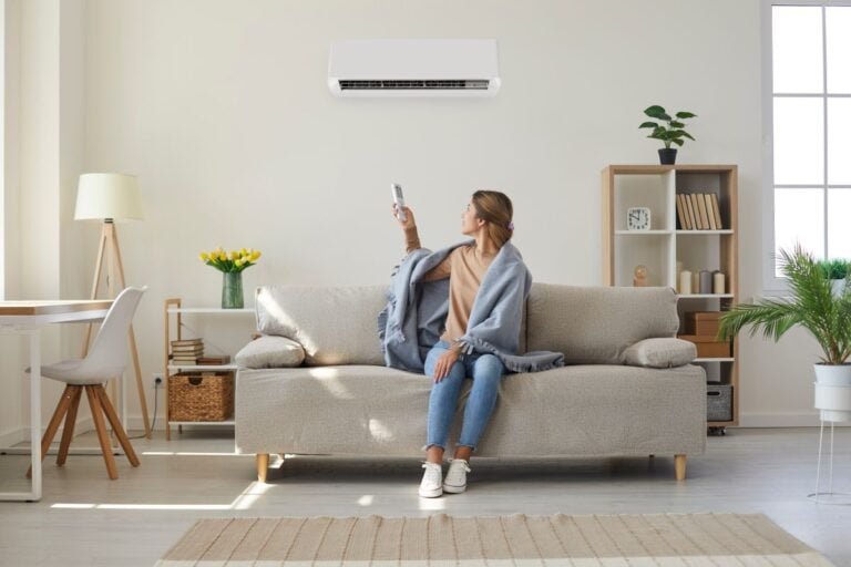 hvac air freshener woman enjoying air conditioner inside room