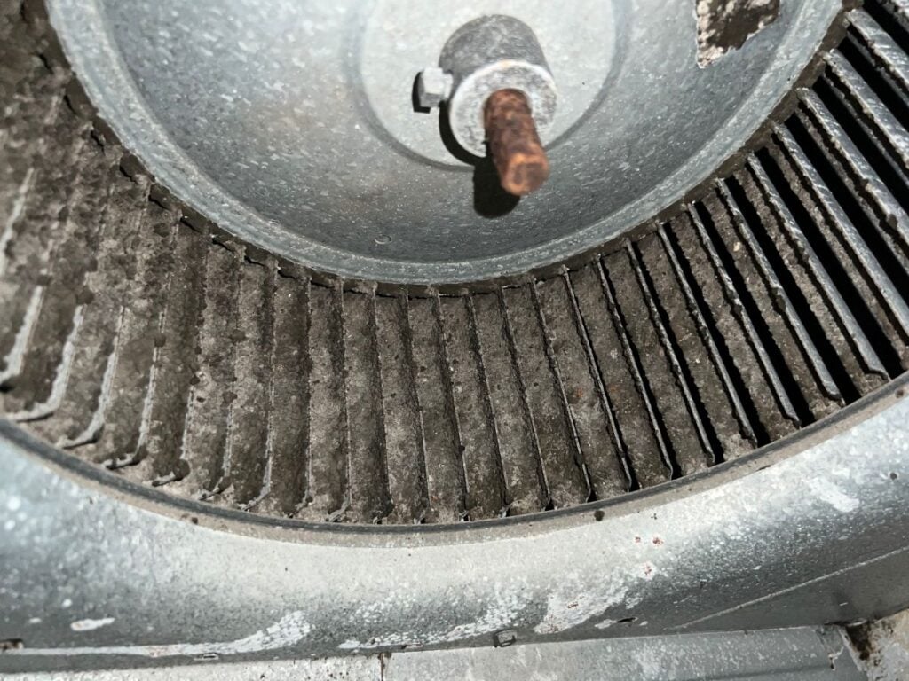 cloe-up of a dirty air duct