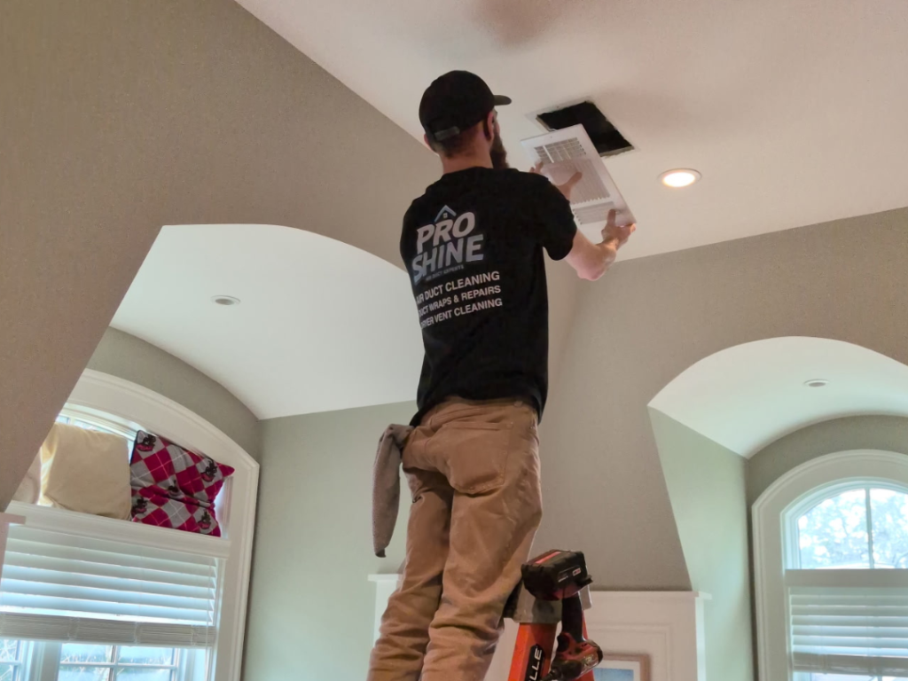 air duct cleaning business rpo shine worker cleaning duct